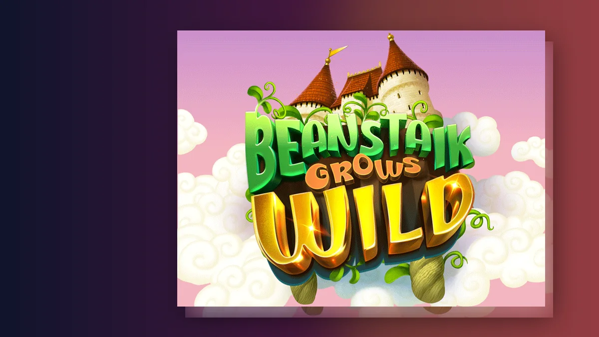 Beanstalk Grows Wild slot title artwork with a castle above the clouds